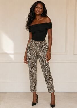 Haven + Blair London Leopard Print Belted Ankle Pants Women’s Medium